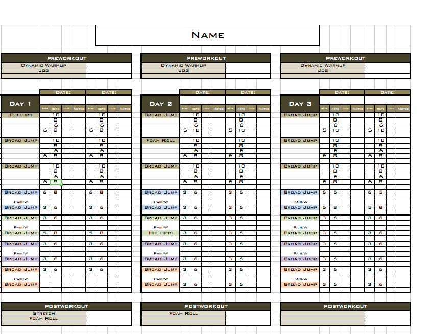 Pick Your PT Template Excel Training Designs