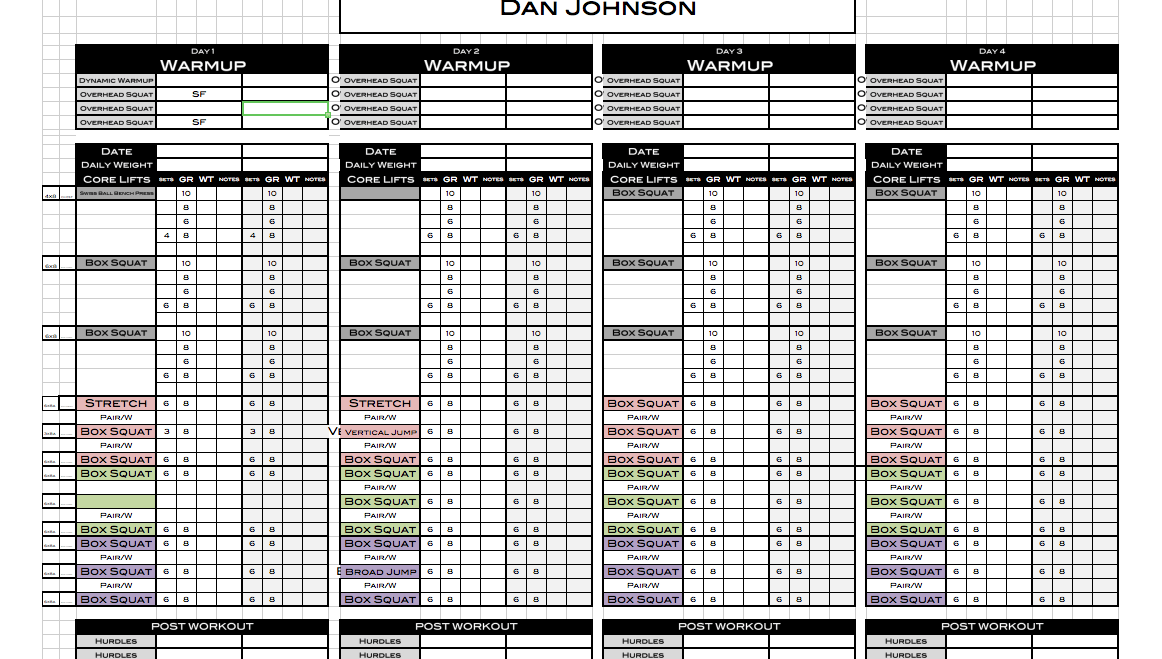 Excel Personal Training Templates Excel Training Designs
