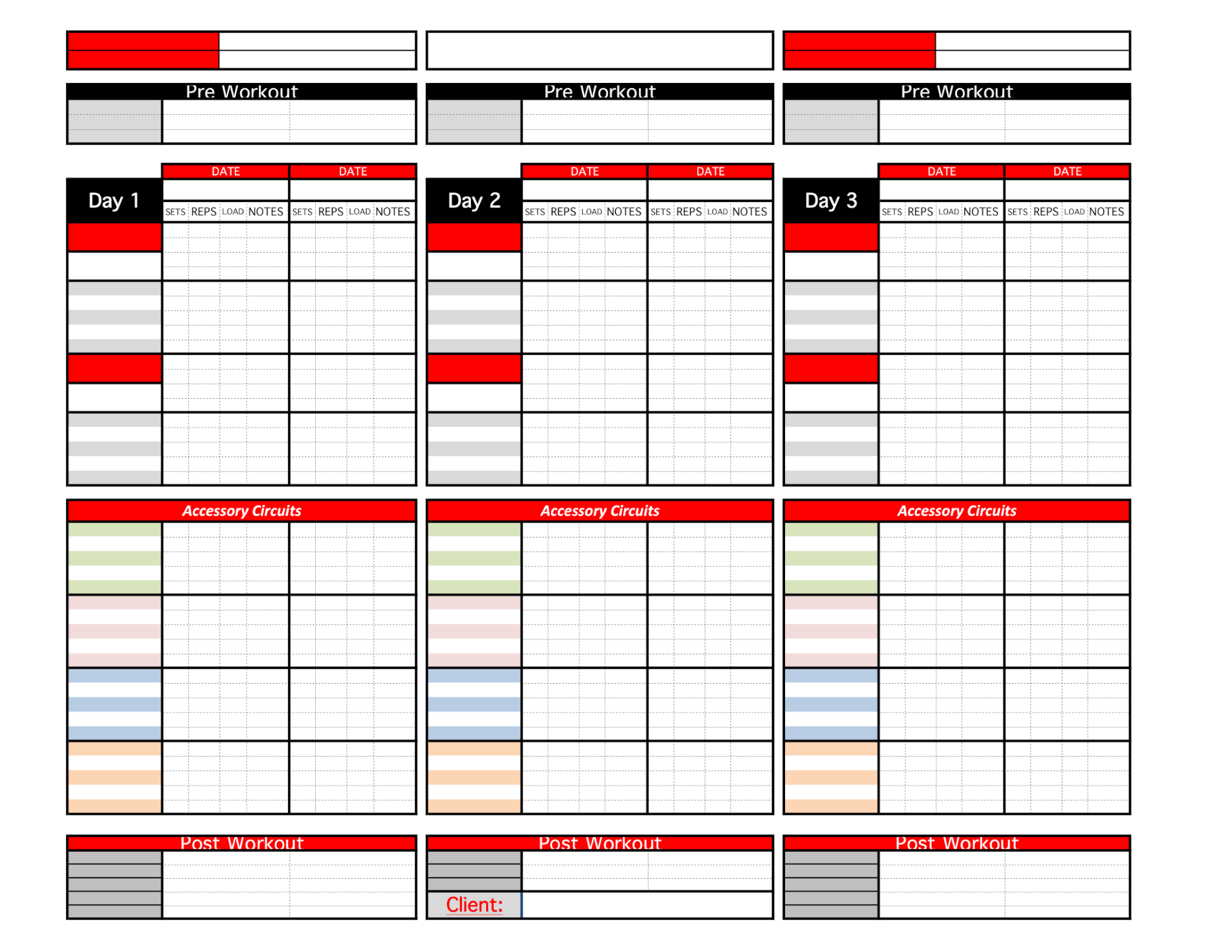 Free Personal Training Templates Excel Training Designs